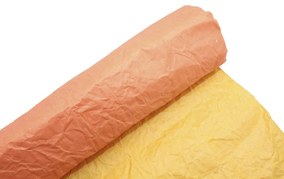 Бумага жатая двухцветная персиковый-желтый пастель 70см*5м