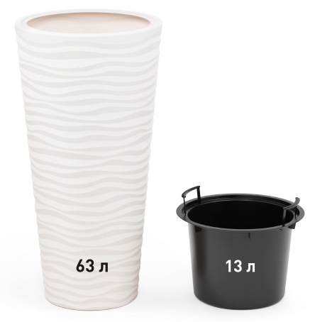 Горшок Оазис 63лит Белый (со вставкой 13лит) М-8081 (D-29см)