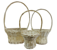 Корзина Набор Плетеных ИВА 3шт Шляпка Молочные D-19/23/27см
