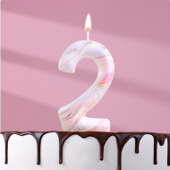 Свеча Цифра 2 Белый мрамор Гигант Арт-6990821