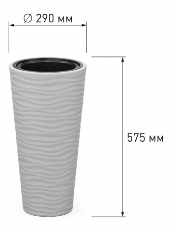 Горшок Оазис 25лит Серый (со вставкой 5лит) М-8076 (D-21см)