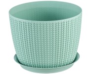 Горшок Вязание 155мм 1,9лит Фисташковый с поддоном М-3120 (М-пл)