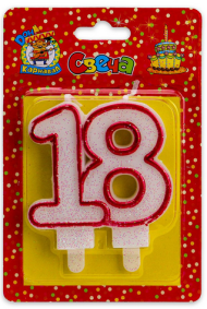 Свечи для торта Значимые даты 18 Красная Арт-2475