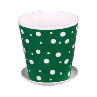 Горшок Горошек 1лит Бело-Зелён с поддоном М-2743/ БАШ