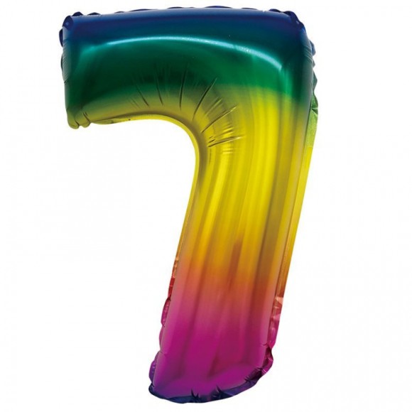 Шар ЦИФРА фольгированный № 7 34"86см Радужный градиент Шар ЦИФРА фольгированный № 7 34"86см Радужный градиент