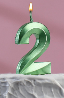 Свеча Цифра 2 Грань Изумруд Арт-5572736