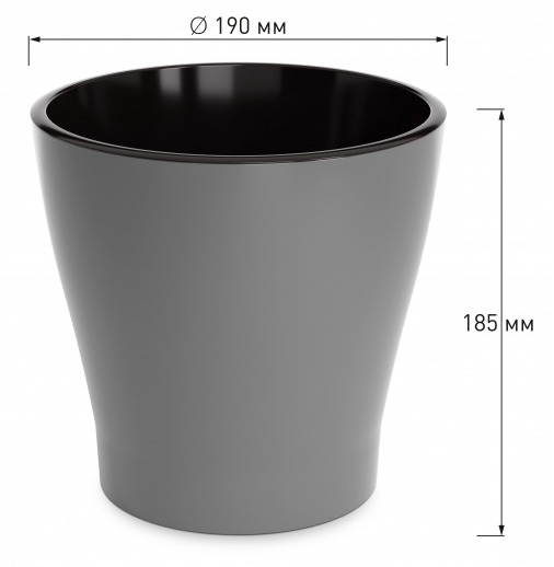 Горшок Лея 3,6лит Серый (с дренажной системой)