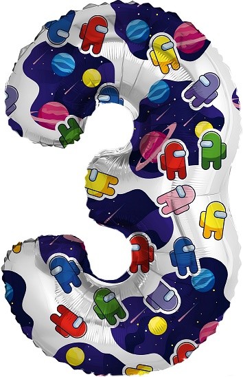 Шар ЦИФРА фольгированный № 3 32"81см Космонавтики