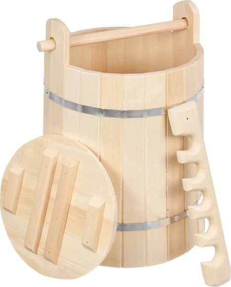 Кадка для воды и заготовки солений 10лит с гнётом и замком Липа Банные штучки