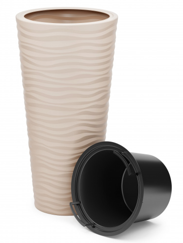 Горшок Оазис 63лит Светло-Бежевый (со вставкой 13лит) М-8083 (D-29см)