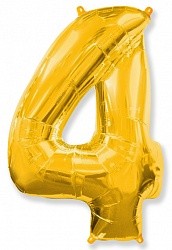 Шар ЦИФРА фольгированный № 4 40"102см Золото