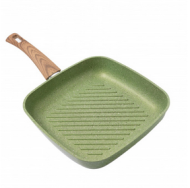 Сковорода Гриль Квадратная 25*26см СИЛА ПРИРОДЫ Зелёный мрамор Арт-SP36126