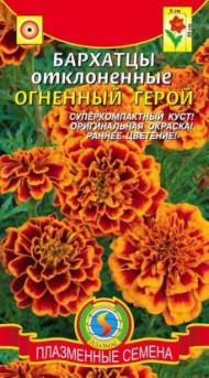 Цветы Бархатцы Огненый Герой ЦВ/П (ПЛАЗМА) 15шт однолетник 20см