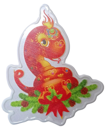 Наклейка Новогодняя Силиконовая Змея 15см*10см