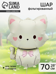 Шар фольгированный 28/71см Кошечка с бантом Арт-10993575
