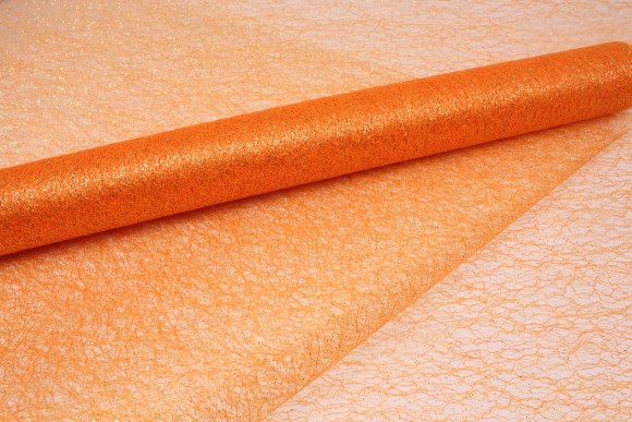 Сетка Паутинка с блестками Оранжевая 48см*5м