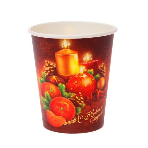 Стакан бумажный С Новым годом свечки 225мл*6шт Арт-1075404