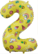 Шар ЦИФРА фольгированный № 2 34"86см Жёлтый Весёлые картинки