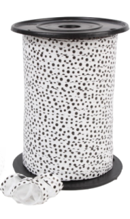 Лента Простая 0,5см*500ярд Горошек Чёрный на Белом Арт-0566