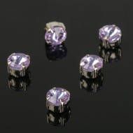 Стразы в цапах 6*6мм Сиреневые в Серебре (1уп/5шт) 2328336