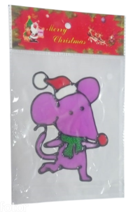 Наклейка Новогодняя Силиконовая маленькая Микс 13,5 * 7см Арт-239016