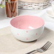 Салатник керамический Доляна Горошек Розовый 580мл Арт-6911643