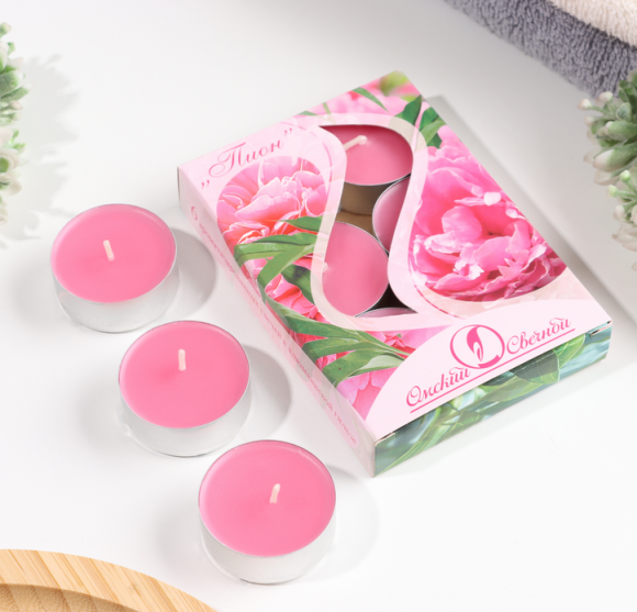 Свеча гильза Ароматизир Пион Набор 6шт*12гр