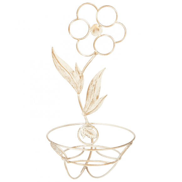 Подставка настенная Цветок 40-0115-W Белое Золото на 1 цветок