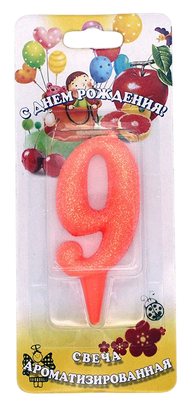 Свеча Цифра 9 Мармеладка Ароматизир 2999