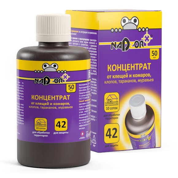 Концентрат Nadzor 50мл (1уп/30шт) от клещей иксодовых,муравьев,комаров.