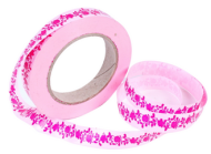 Лента Пионы 2см*50ярд Малиновые на Розовом