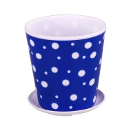 Горшок Горошек 1лит Бело-Синий с поддоном М-2728/ БАШ