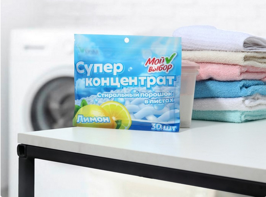 Порошок стиральный в листах Мой выбор Лимон 30листов Арт-9772394