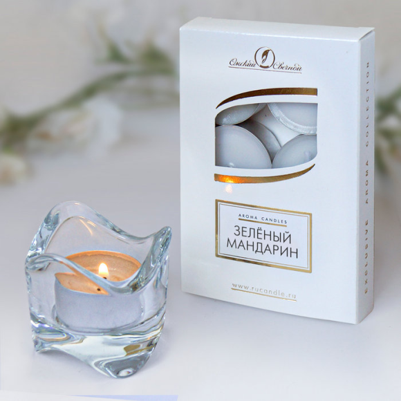 Свеча гильза Ароматизир Элит Зелёный мандарин Набор 6шт*12гр