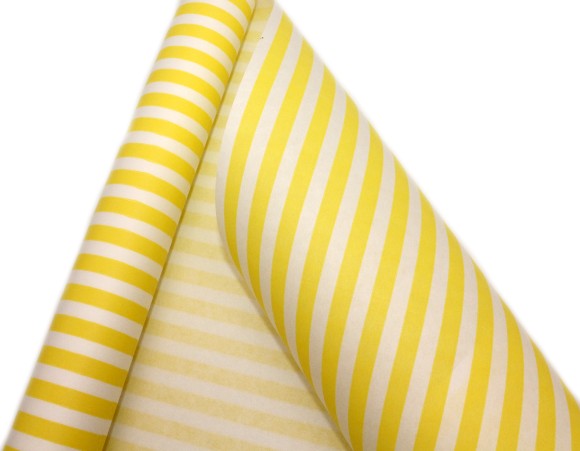 Бумага крафт Европа полоски желтый на белом 70см*8,5м