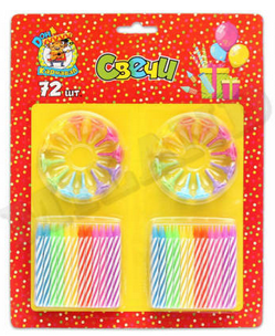 Свечи для торта разноцветные 72шт Арт-0464