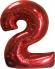 Шар ЦИФРА фольгированный № 2 40"102см Красный