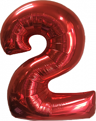 Шар ЦИФРА фольгированный № 2 40"102см Красный