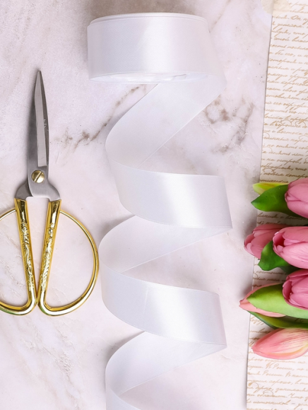 Лента Атласная 40мм*25ярд Белая Лента Атласная 40мм*25ярд Белая