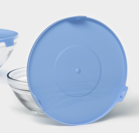 Набор Салатников Стекло с крышками Голубых 5шт Арт-906122 Набор Салатников Стекло с крышками Голубых 5шт Арт-906122