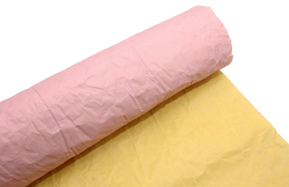 Бумага жатая двухцветная розовый-желтый пастель 70см*5м