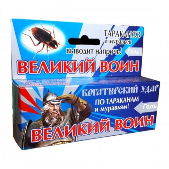 ВЕЛИКИЙ ВОИН гель 45гр Тараканы (1уп/60шт) СИНИЙ