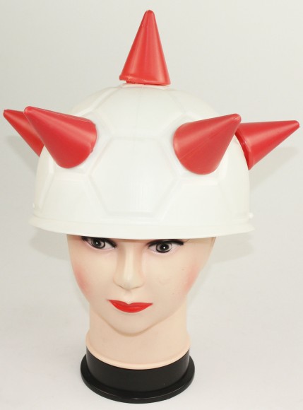 Каска белая с красными рогами 329564