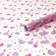Пленка прозрачная с рисунком Сердечки-2 Розово-Сиреневая 70см/200гр