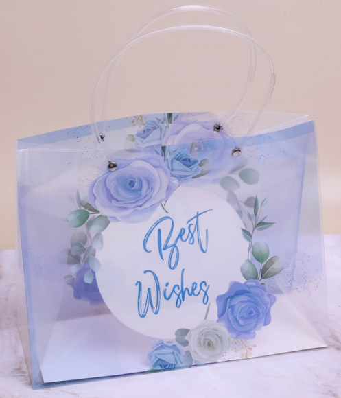 Сумочка для горшечных цветов 270*210*110мм Цветы синие Арт-756