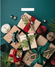 Сумочка пакет п/э 380*450мм Подарки на зелёном Арт-56615